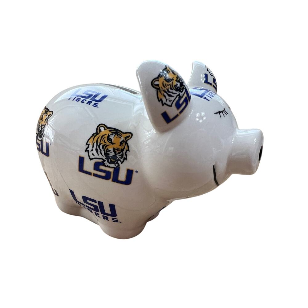 Vintage 2004 LSU Tigers Ceramic Piggy Bank NEW in Box